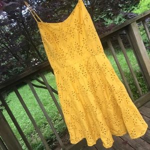 Old Navy Spaghetti Strap Eyelet Dress in yellow
